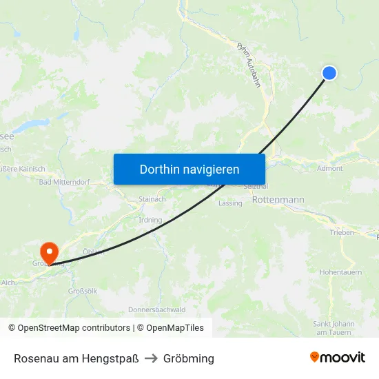 Rosenau am Hengstpaß to Gröbming map