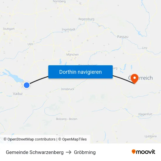 Gemeinde Schwarzenberg to Gröbming map