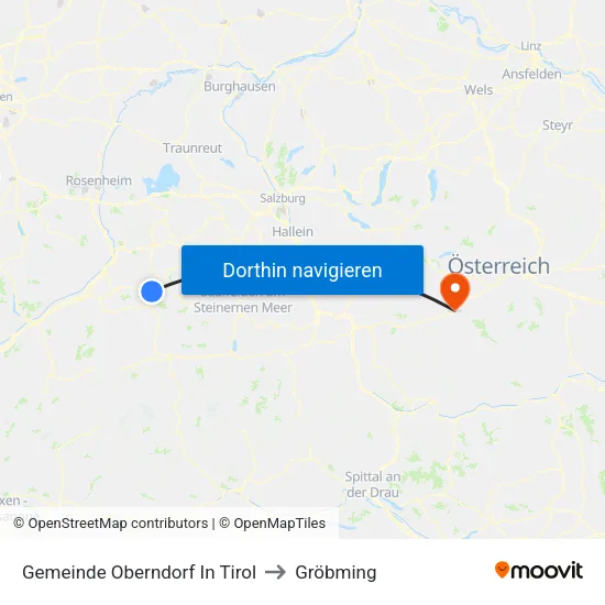 Gemeinde Oberndorf In Tirol to Gröbming map