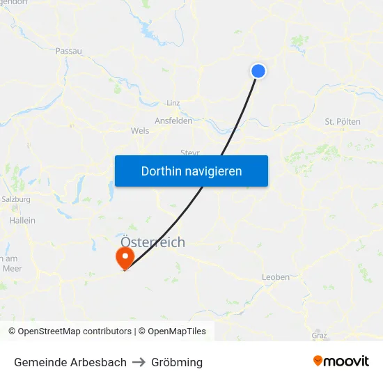 Gemeinde Arbesbach to Gröbming map