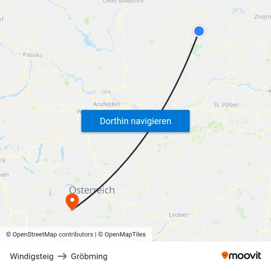 Windigsteig to Gröbming map
