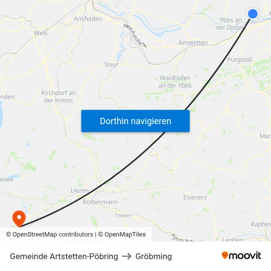 Gemeinde Artstetten-Pöbring to Gröbming map