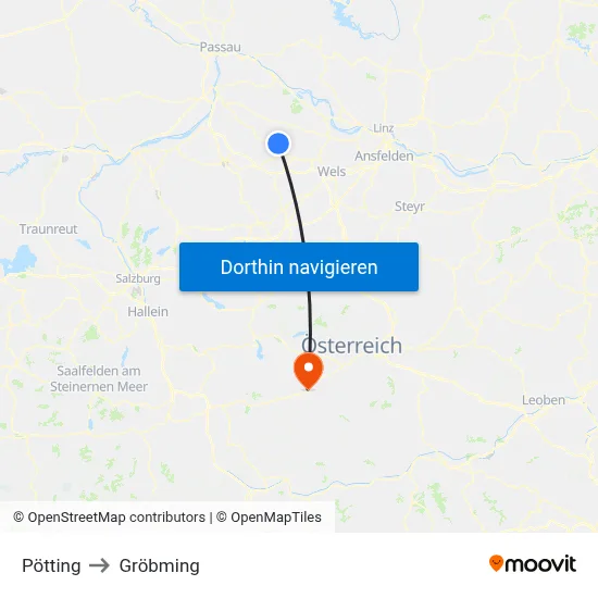 Pötting to Gröbming map
