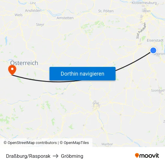 Draßburg/Rasporak to Gröbming map