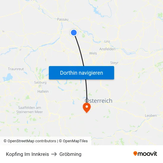 Kopfing Im Innkreis to Gröbming map