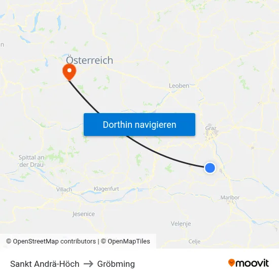 Sankt Andrä-Höch to Gröbming map