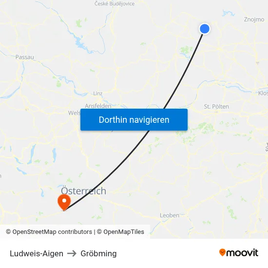 Ludweis-Aigen to Gröbming map