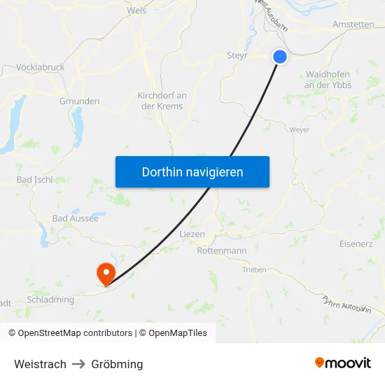 Weistrach to Gröbming map