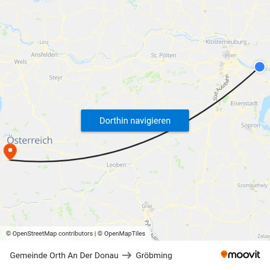 Gemeinde Orth An Der Donau to Gröbming map