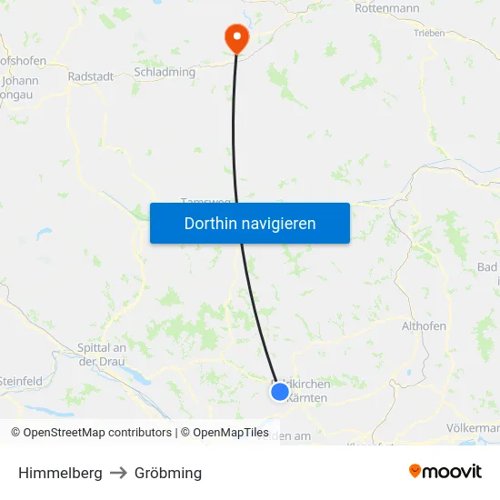 Himmelberg to Gröbming map