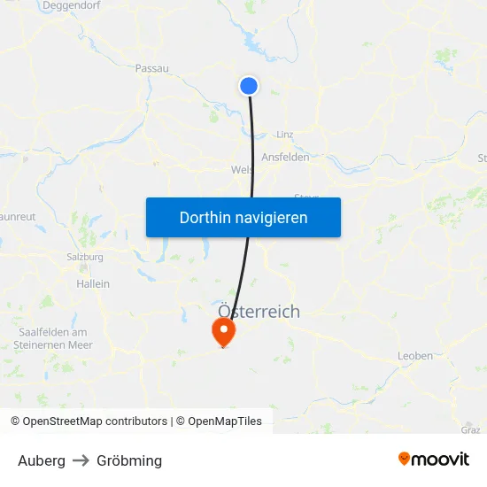 Auberg to Gröbming map
