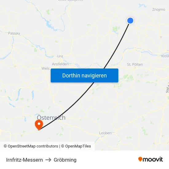 Irnfritz-Messern to Gröbming map