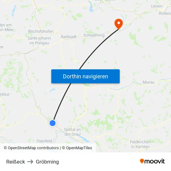 Reißeck to Gröbming map