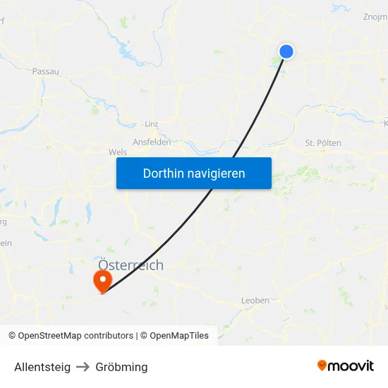 Allentsteig to Gröbming map