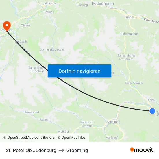 St. Peter Ob Judenburg to Gröbming map