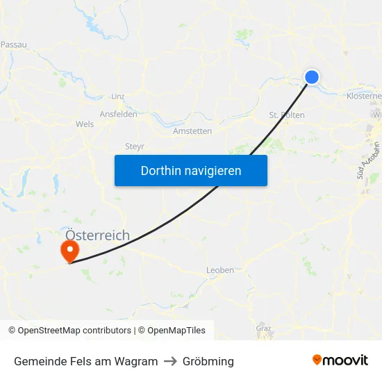 Gemeinde Fels am Wagram to Gröbming map