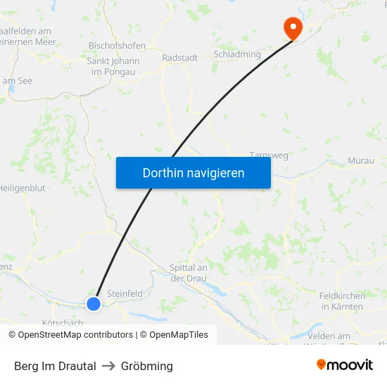 Berg Im Drautal to Gröbming map
