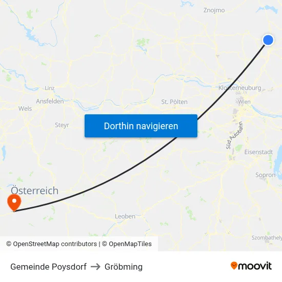 Gemeinde Poysdorf to Gröbming map