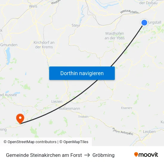 Gemeinde Steinakirchen am Forst to Gröbming map