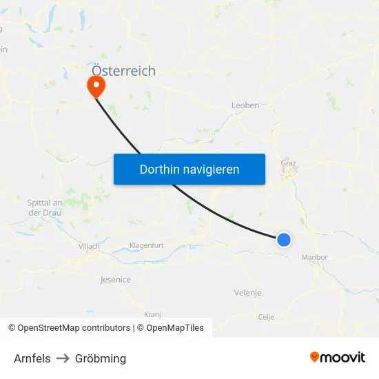 Arnfels to Gröbming map