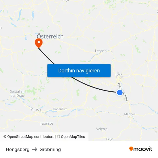 Hengsberg to Gröbming map