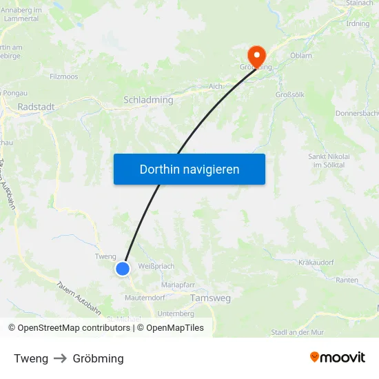 Tweng to Gröbming map