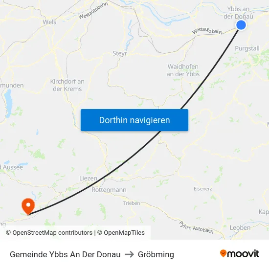 Gemeinde Ybbs An Der Donau to Gröbming map