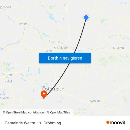 Gemeinde Weitra to Gröbming map