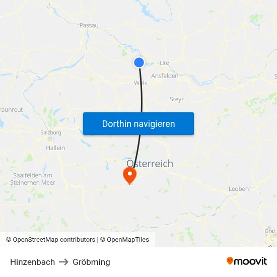 Hinzenbach to Gröbming map