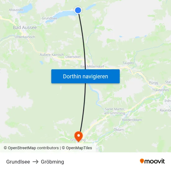 Grundlsee to Gröbming map