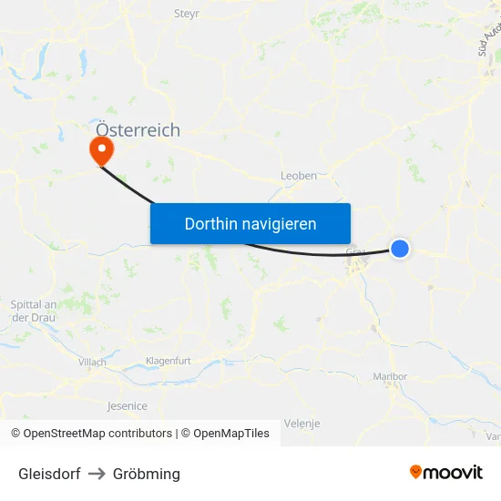 Gleisdorf to Gröbming map
