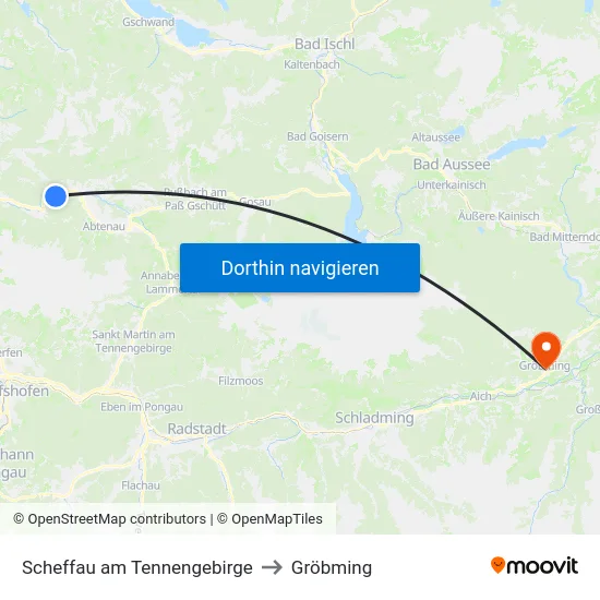 Scheffau am Tennengebirge to Gröbming map