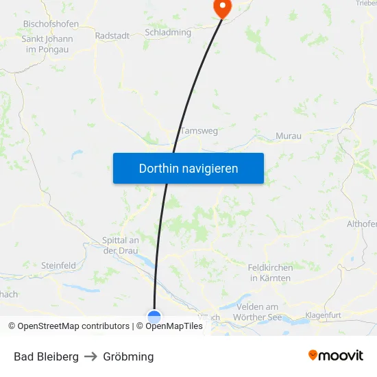 Bad Bleiberg to Gröbming map