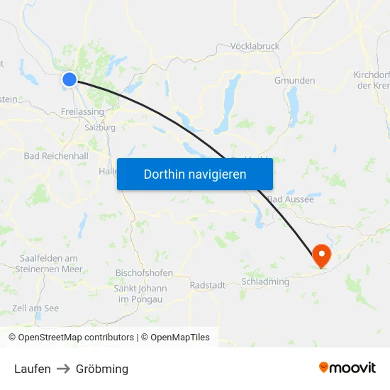 Laufen to Gröbming map