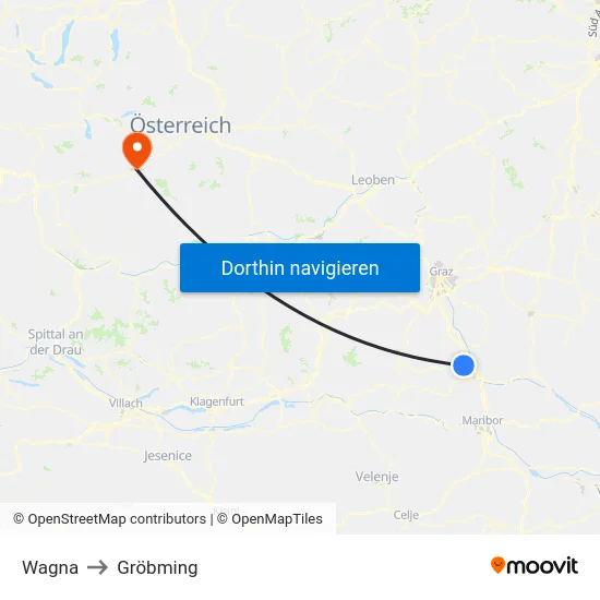 Wagna to Gröbming map