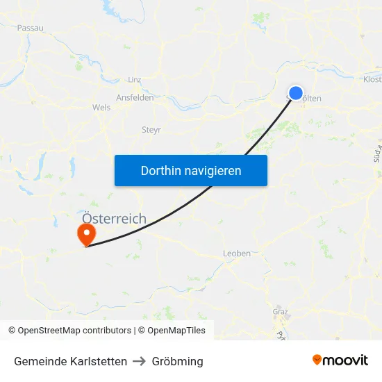 Gemeinde Karlstetten to Gröbming map