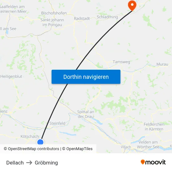 Dellach to Gröbming map