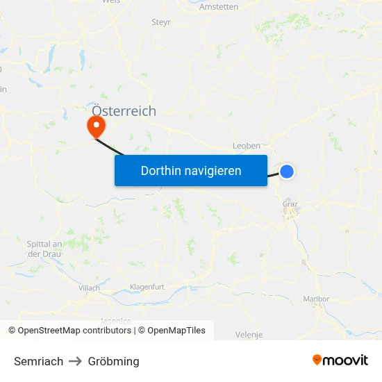 Semriach to Gröbming map
