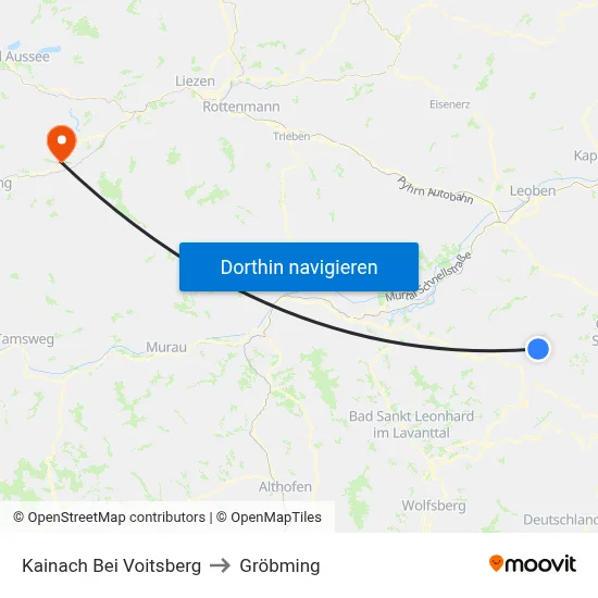 Kainach Bei Voitsberg to Gröbming map