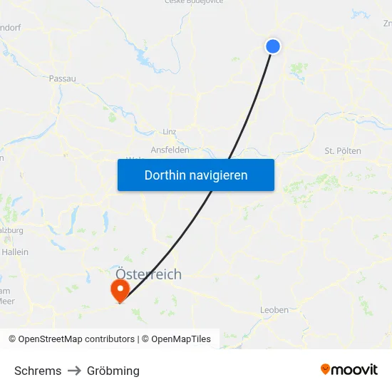 Schrems to Gröbming map