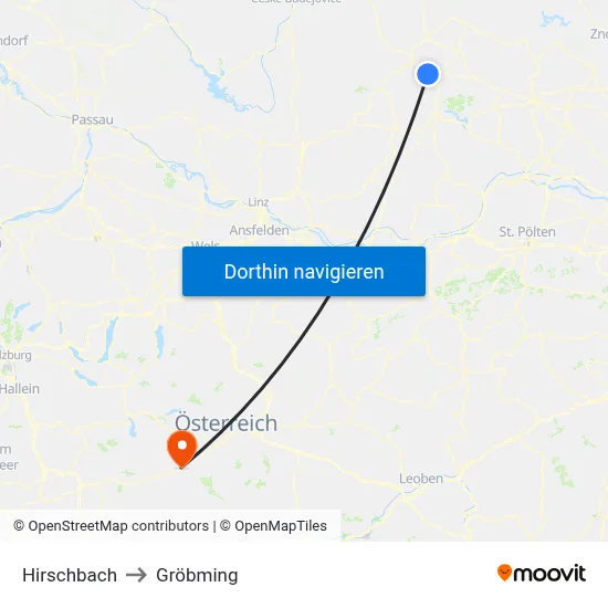 Hirschbach to Gröbming map