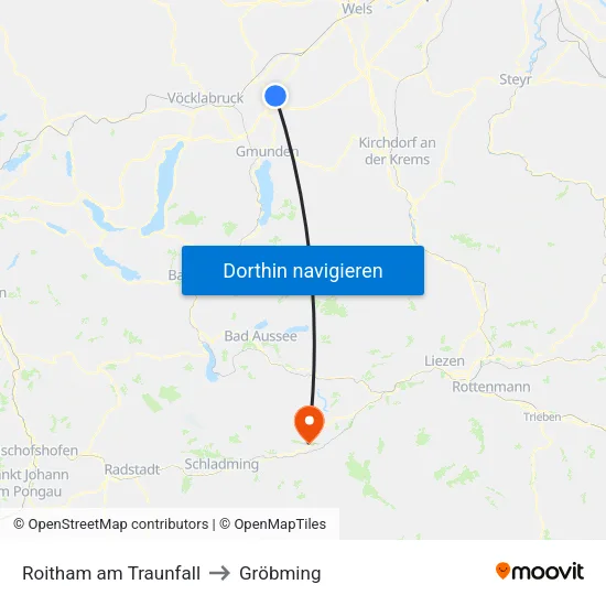 Roitham am Traunfall to Gröbming map
