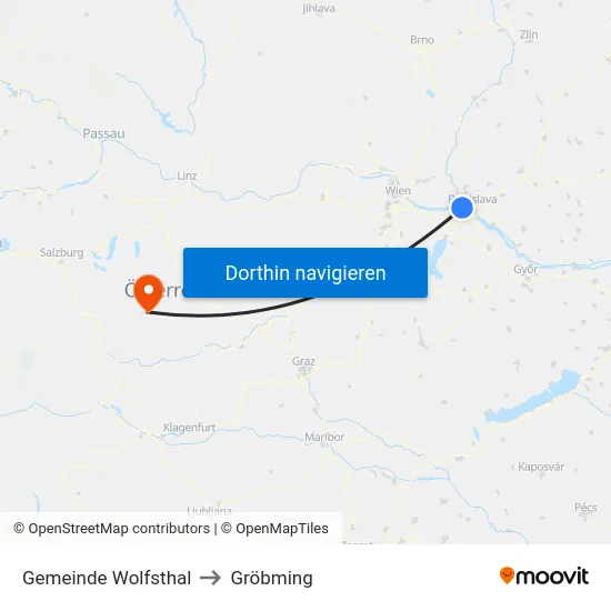 Gemeinde Wolfsthal to Gröbming map