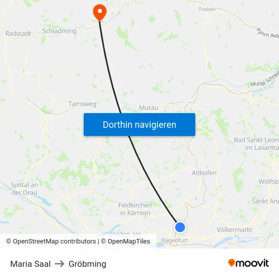 Maria Saal to Gröbming map