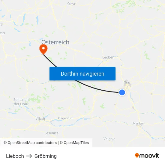 Lieboch to Gröbming map