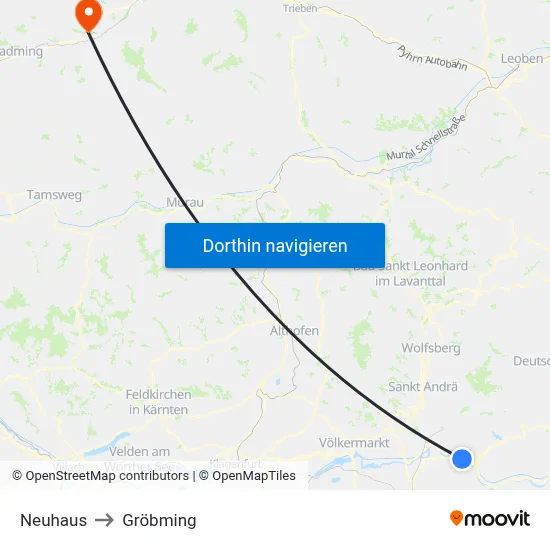 Neuhaus to Gröbming map