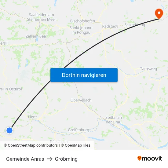 Gemeinde Anras to Gröbming map