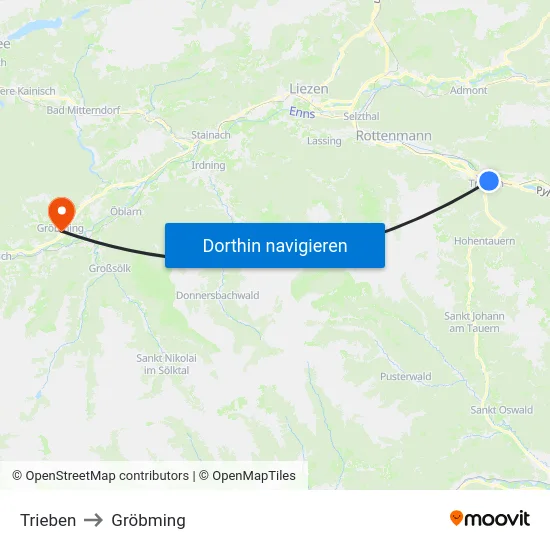 Trieben to Gröbming map