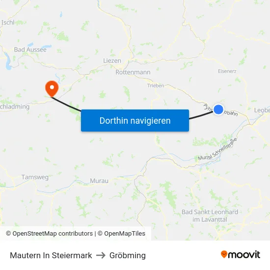 Mautern In Steiermark to Gröbming map