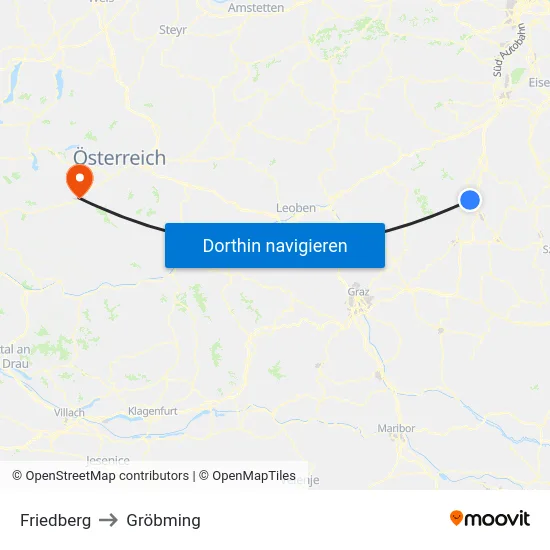 Friedberg to Gröbming map